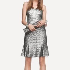 Banana Republic L’wren Scot Silver Sequin Wiggle Cocktail Dress Size 6P (NWT)